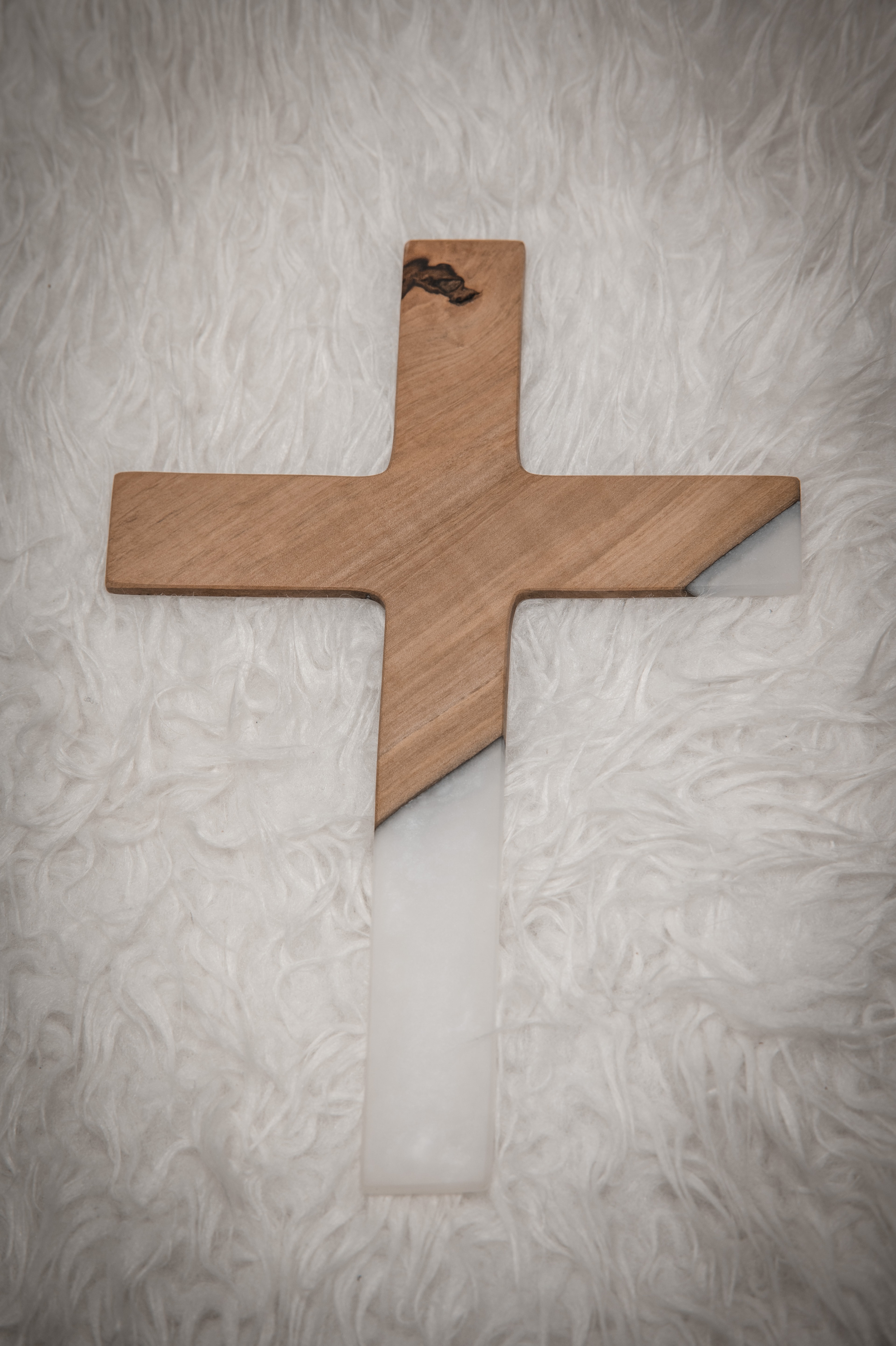 Wandkreuz Birne weiß/silber