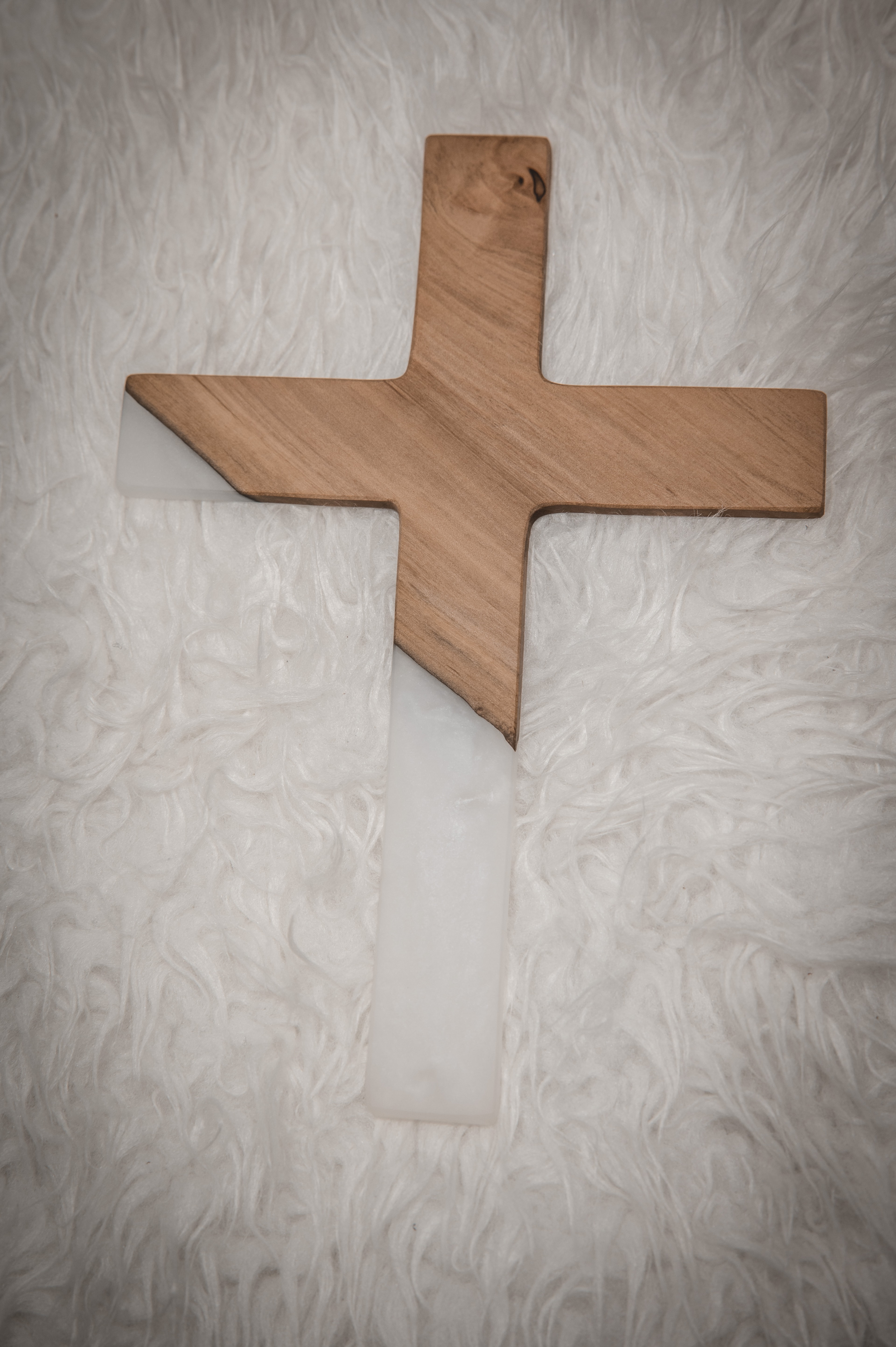 Wandkreuz Birne weiß/silber