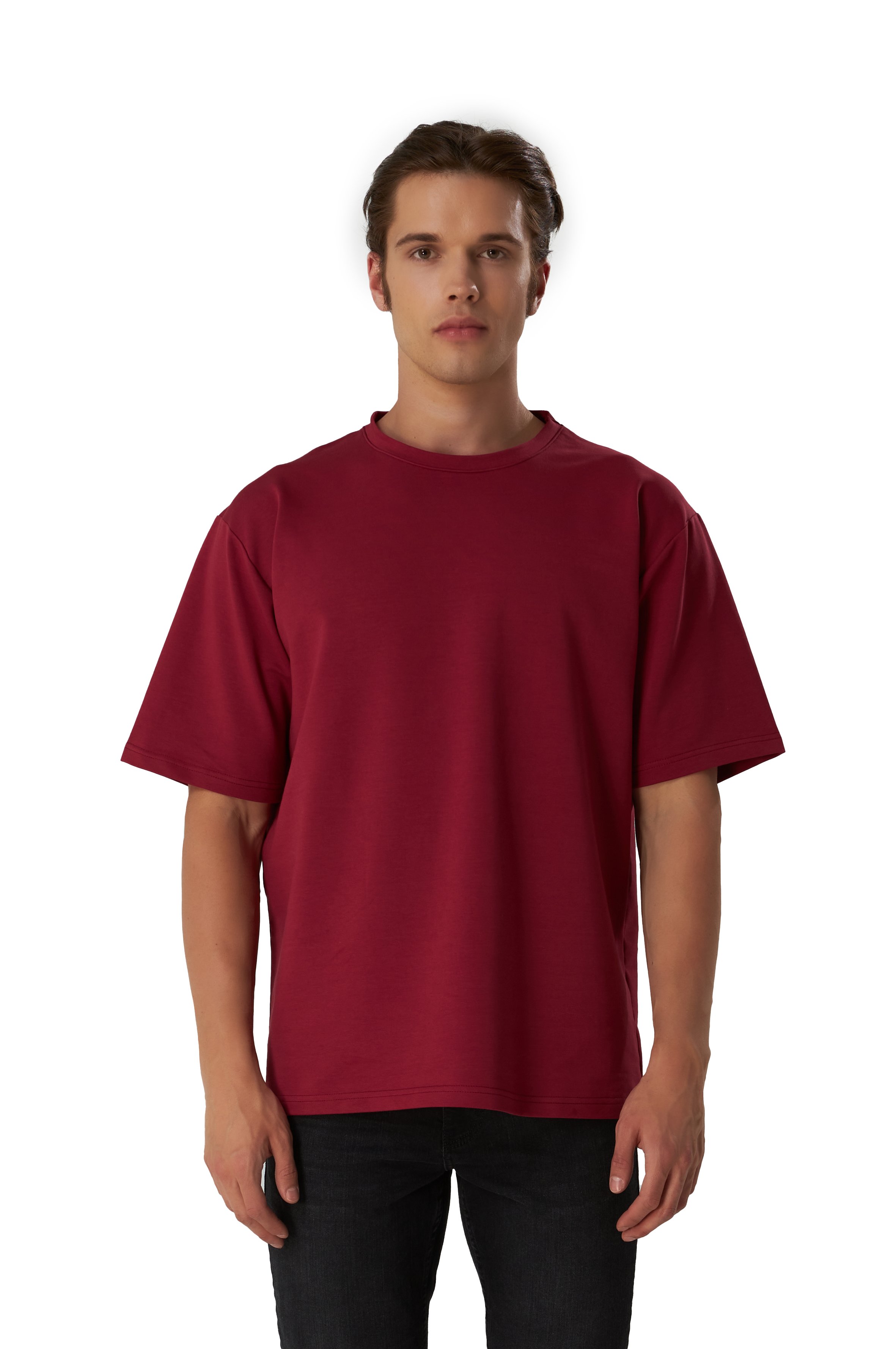 Basic T-Shirt Baumwolle - Herren  - Bordeaux