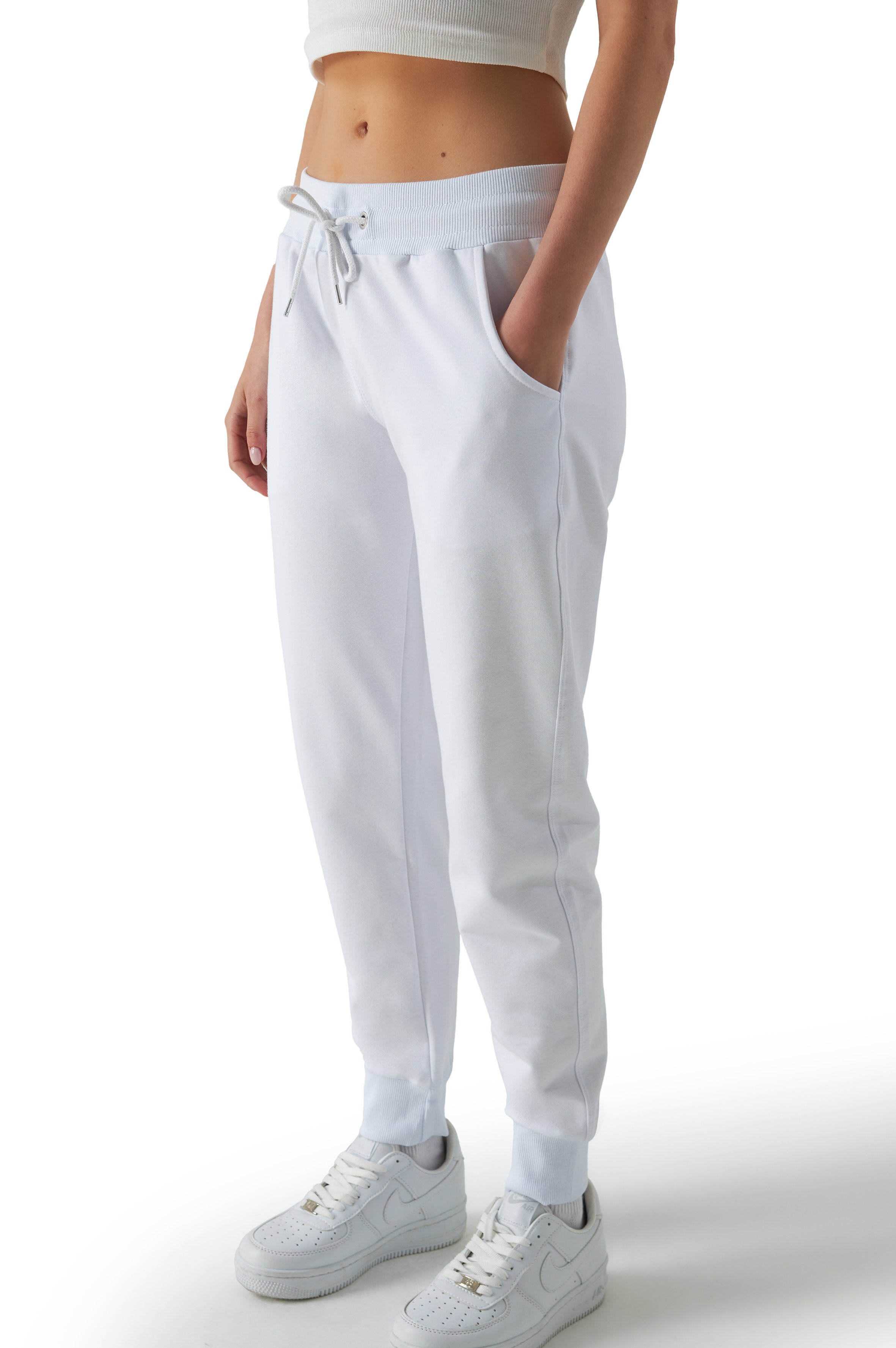 Jogginghose Damen - Seitlich Pocket - Weiß