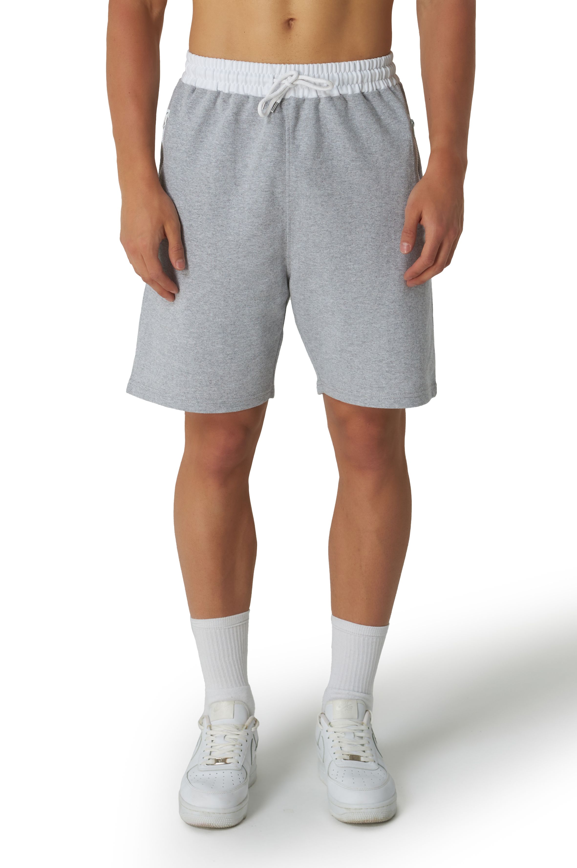 Sweatshorts Herren mit Reißverschluss  - Grau-Weiß