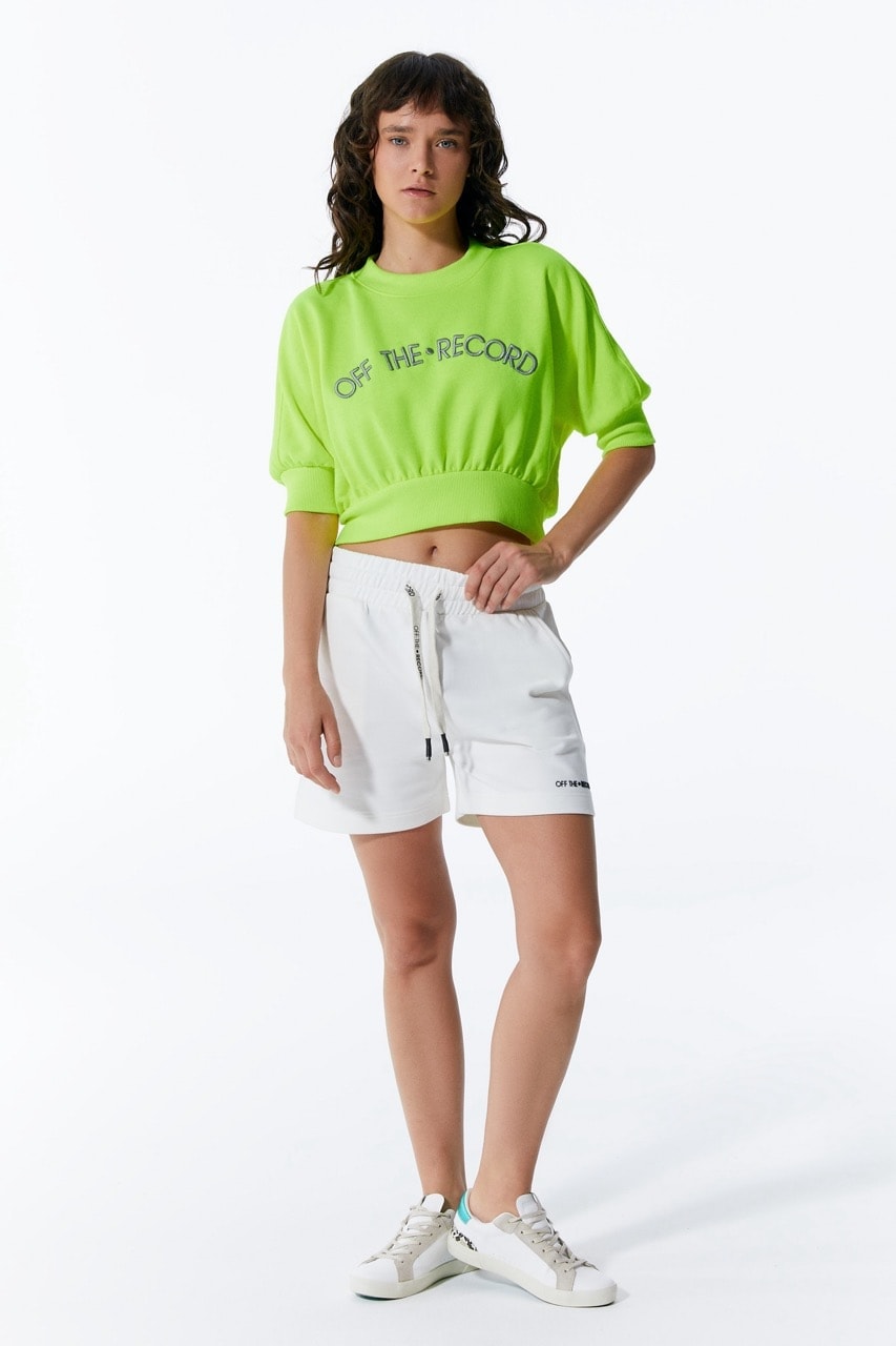 Neongrünes Damen-Crop-Sweatshirt