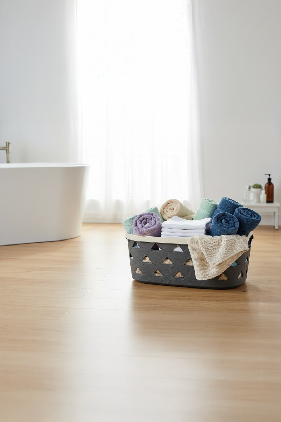 Korb mit Ledermuster LEDER, 23 L - Anthrazit