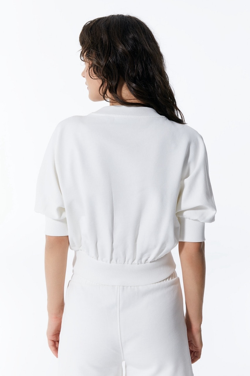 Weißes Damen-Crop-Sweatshirt