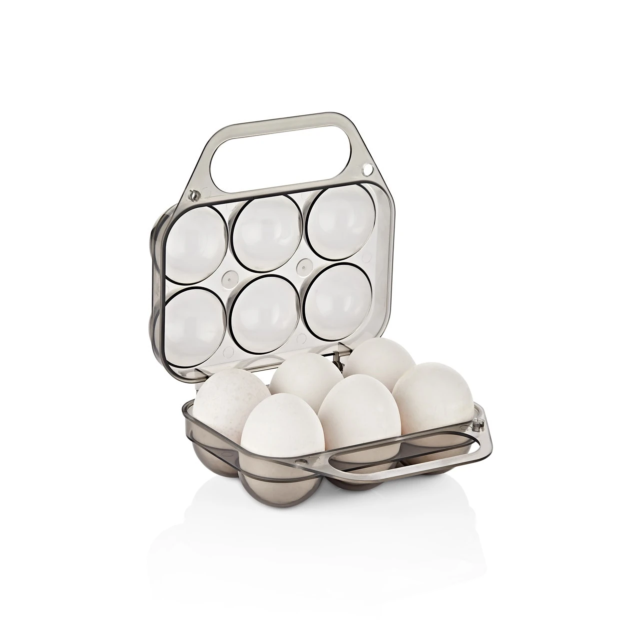 Eieraufbewahrungs- und Transportbox, 6 Fächer - transparent grau