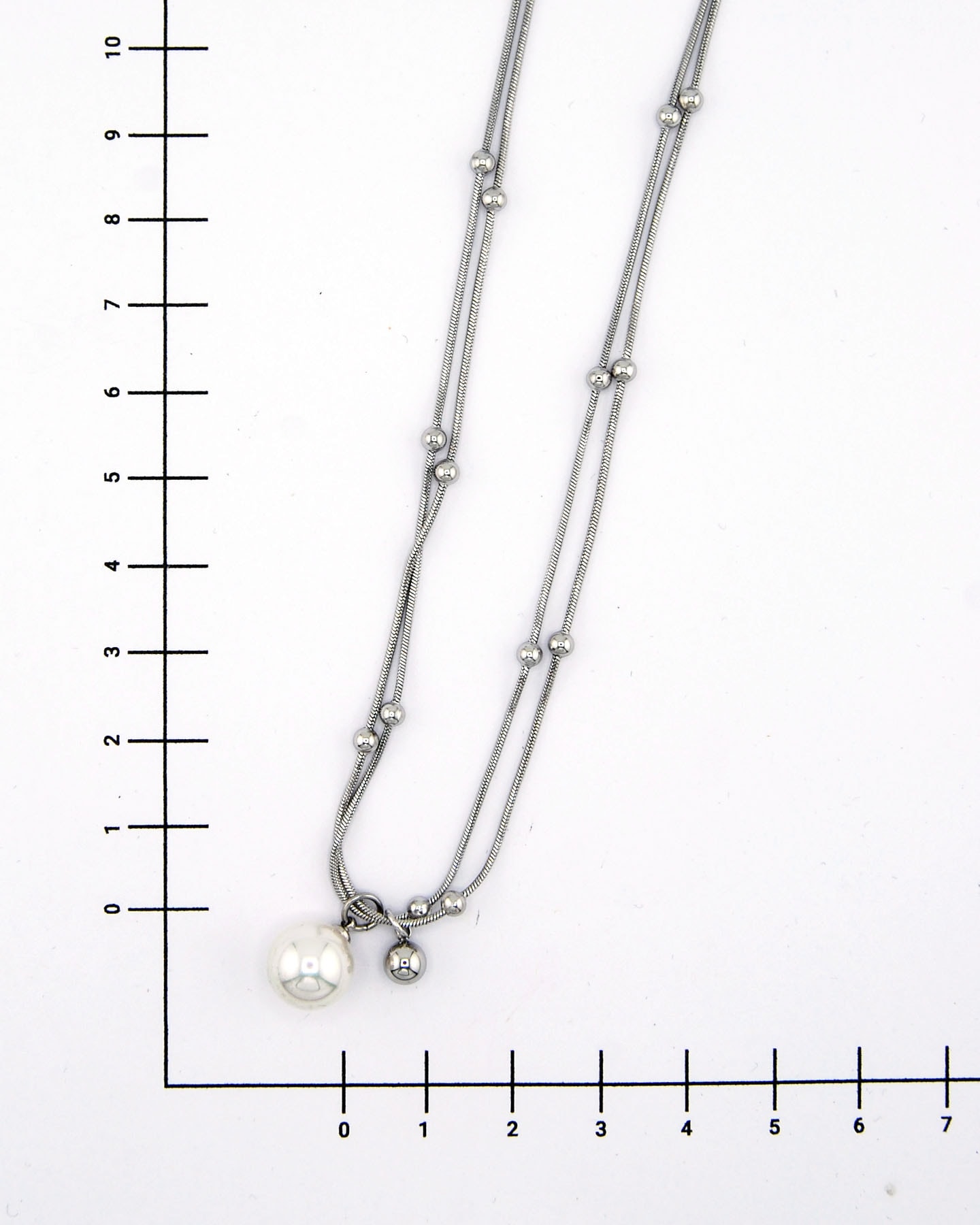 Lange Halskette Mit Einzelner Perle Mit Kette Silber