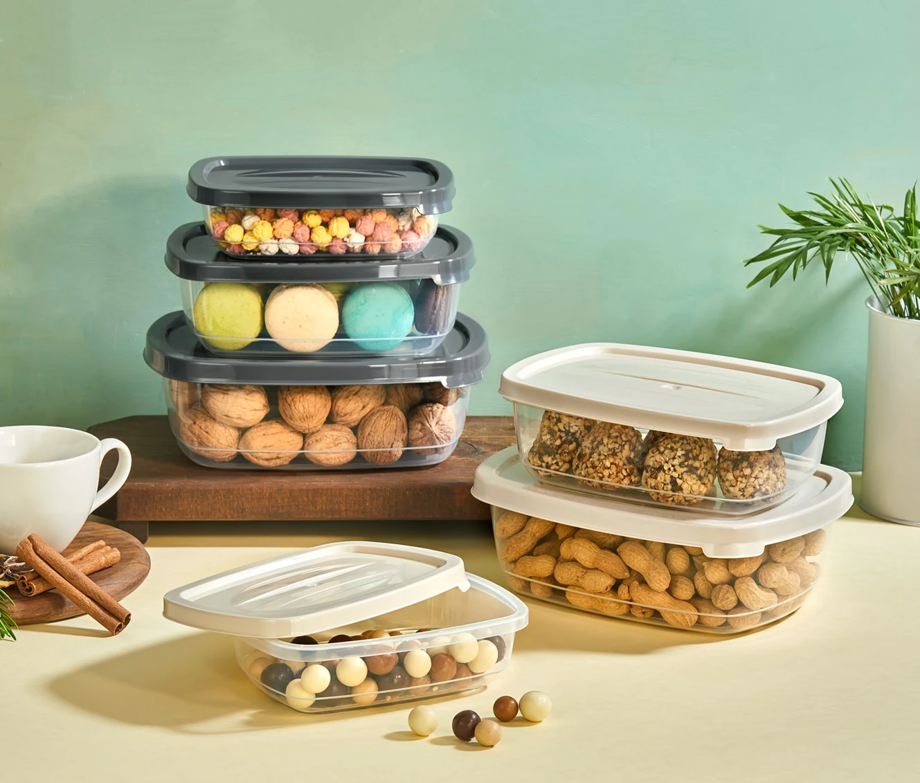 VERONA Vorratsbehälter (3 Stück) (0.5 L - 1.1 L - 1.7 L) - Beige