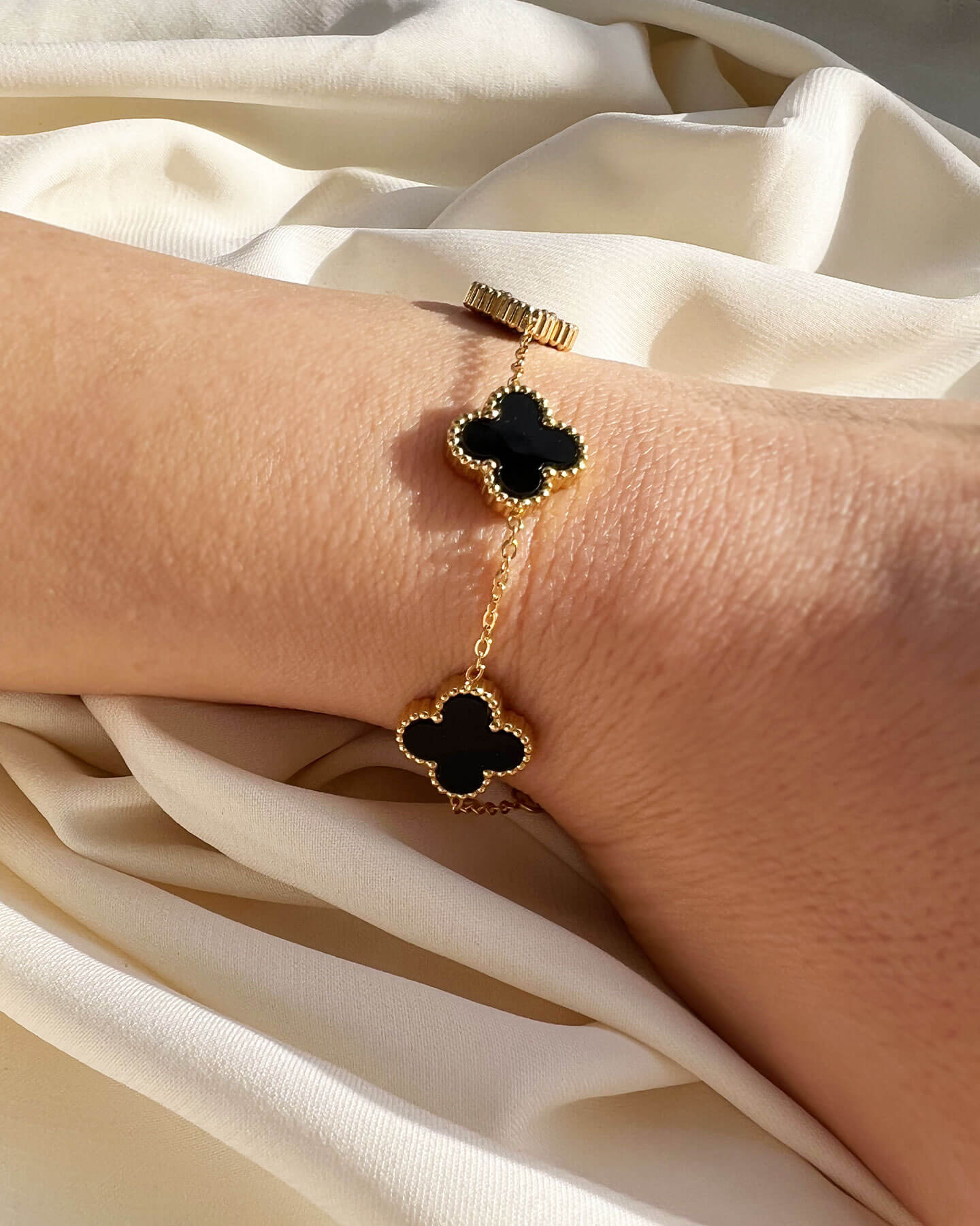 Schwarz Kleeblatt Armkette