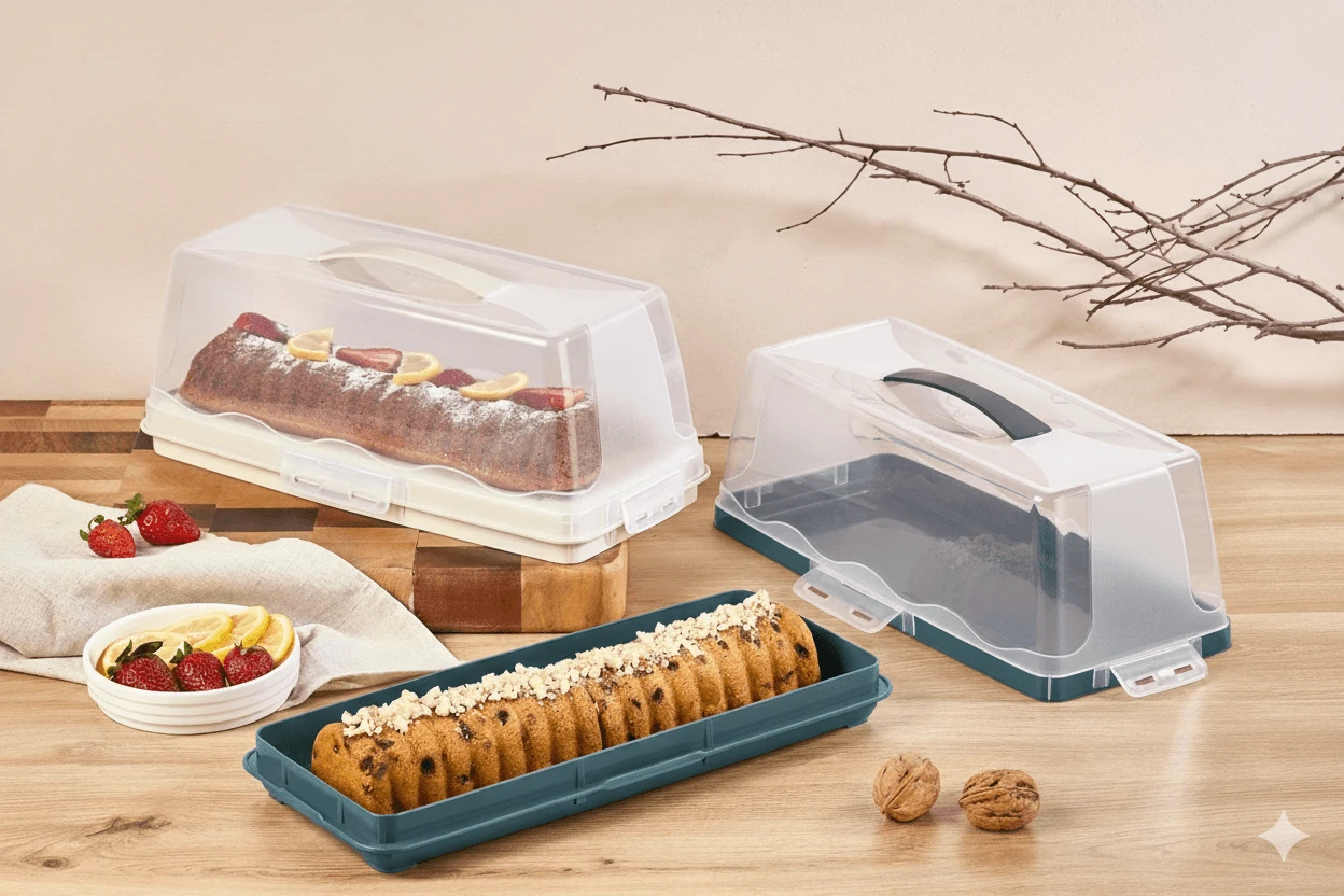 Rechteckiges Kuchenbehälter BATON - Blau