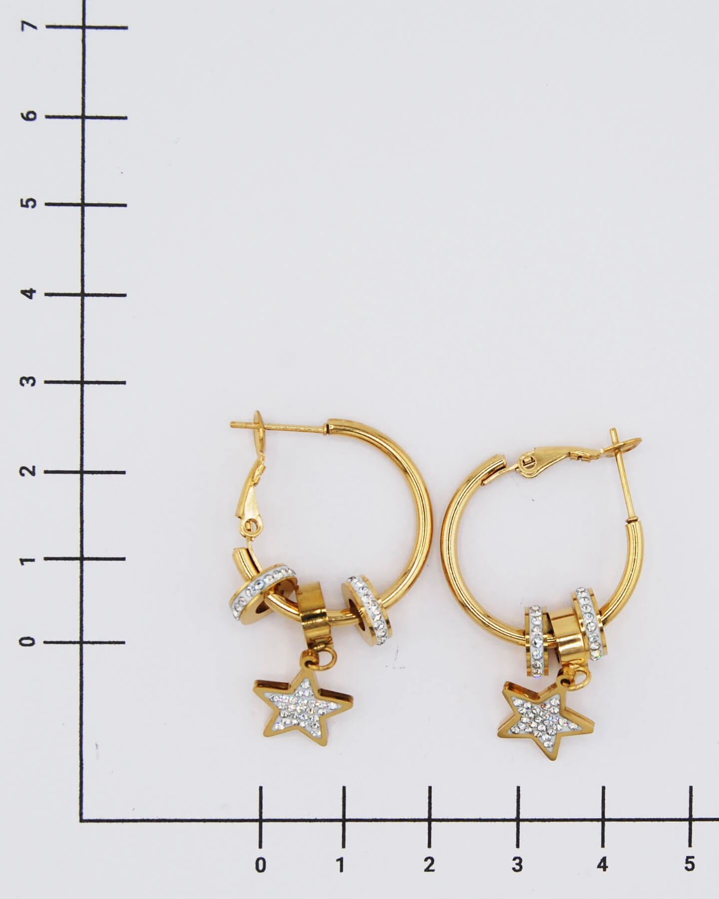 Zircon Zylinder Stern Creolen Gold