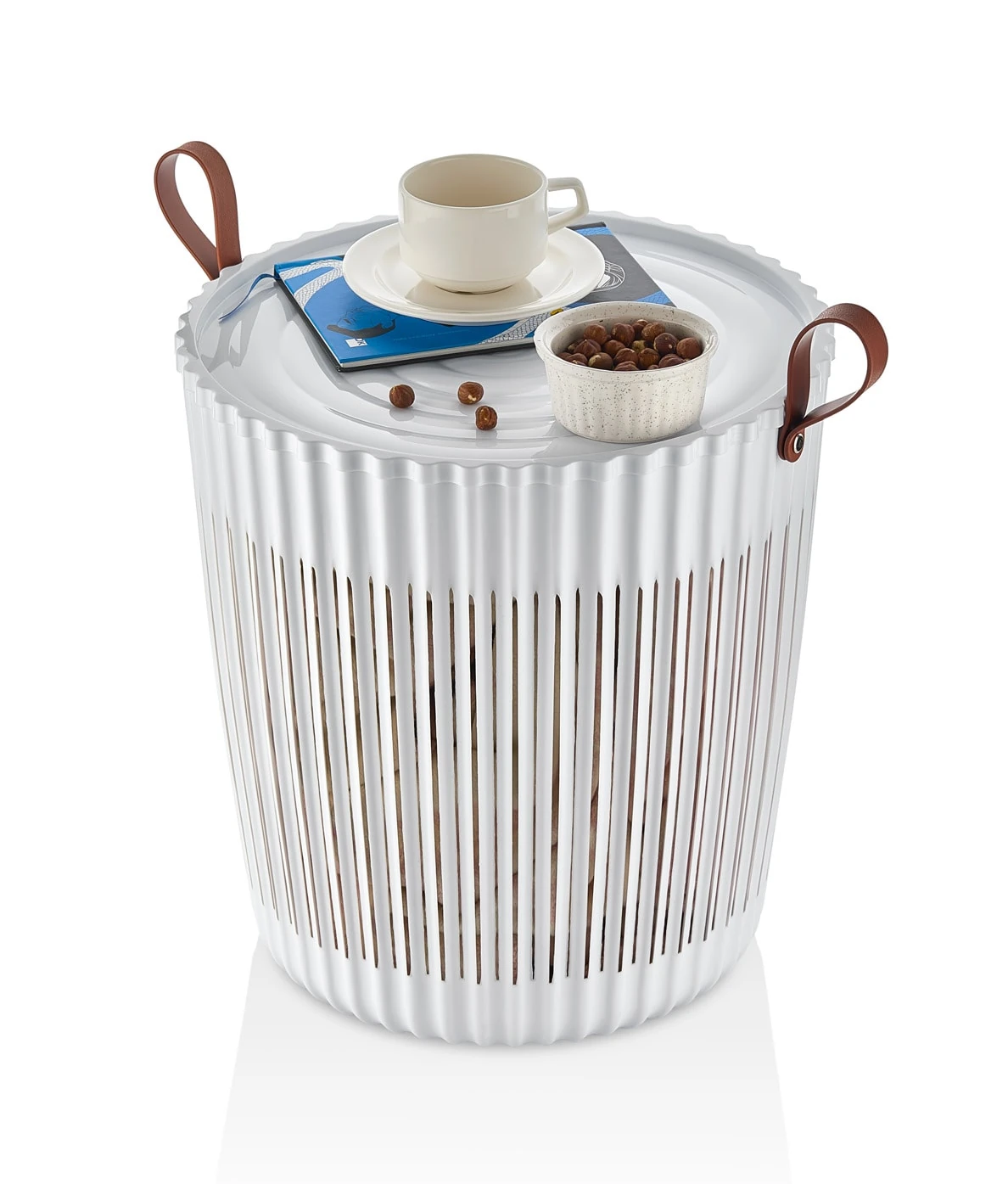 FLEXION Runder Korb mit Deckel - Weiß