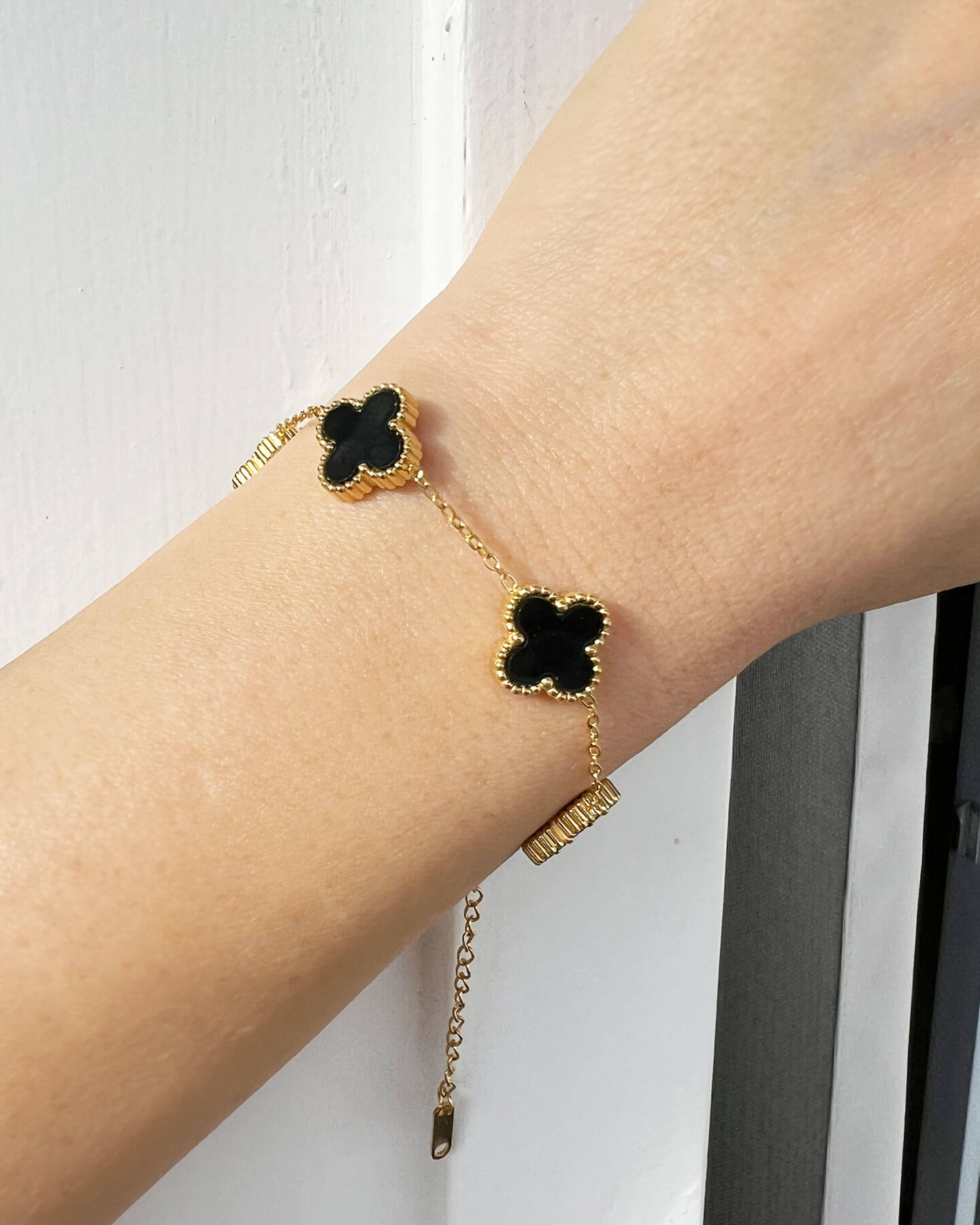 Schwarz Kleeblatt Armkette