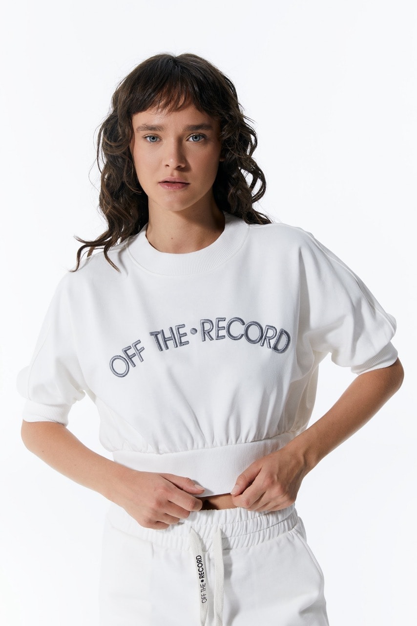 Weißes Damen-Crop-Sweatshirt