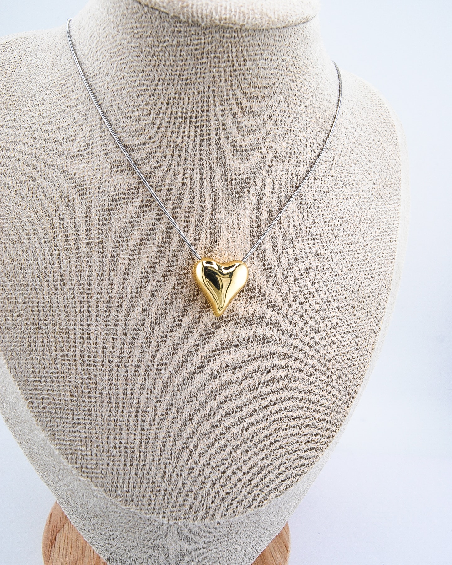 Gold Herz Anhänger Silber Kette Halskette