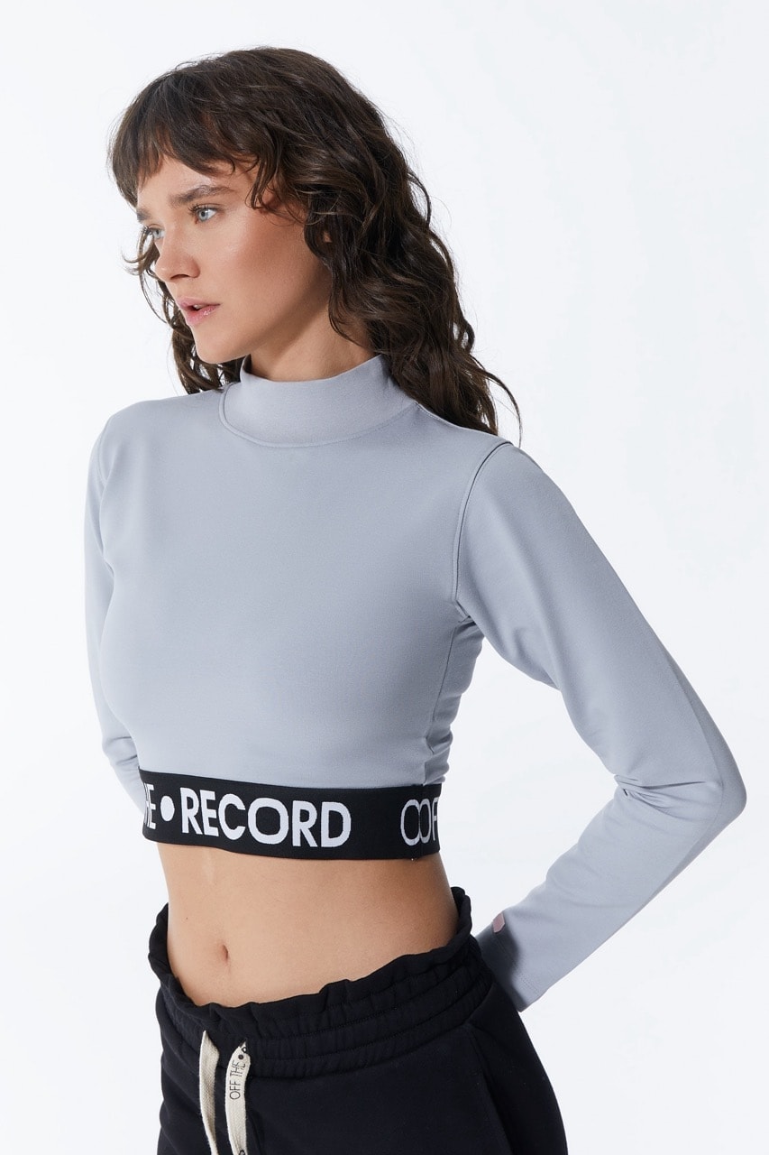 Graue Damen-Crop mit Taillendetail