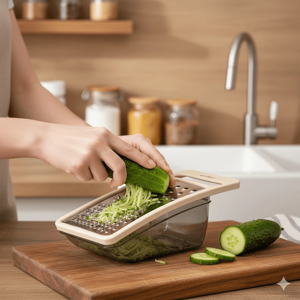 Reibe mit Behälter 350 ml - Beige