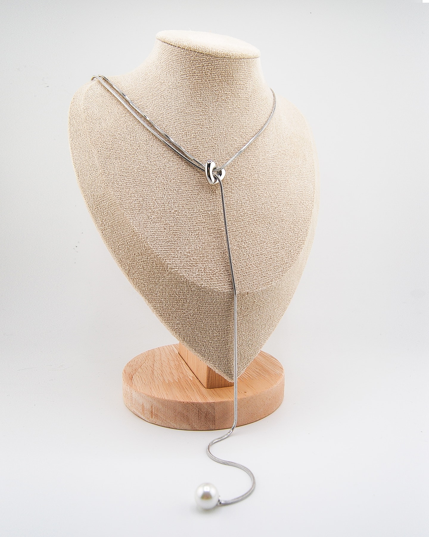 Lochherz-Halskette mit Perle Silber