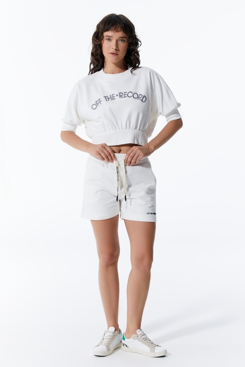 Weißes Damen-Crop-Sweatshirt