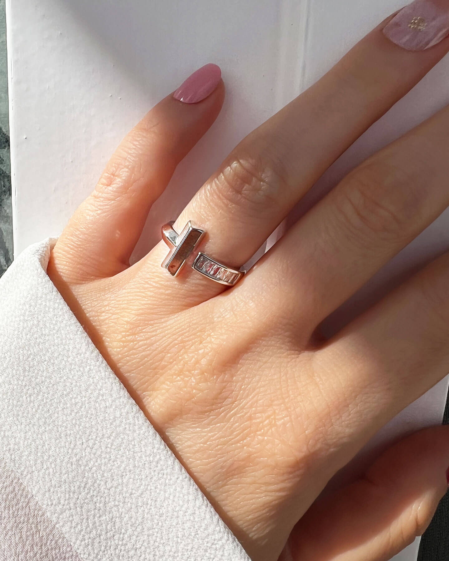 Geometrische Prisma Ring Silber