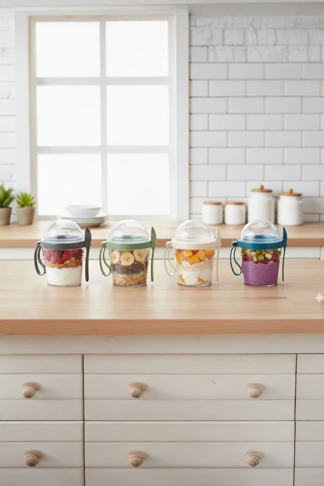 Müsli Granola Behälter, 500 ml (4 Stk) - Mix