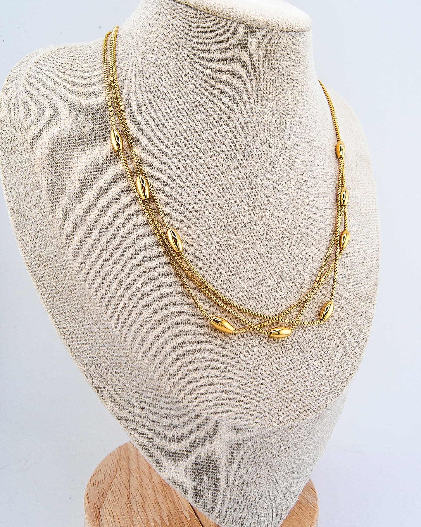 Mehrschichtige Gold-Zylinder-Halskette