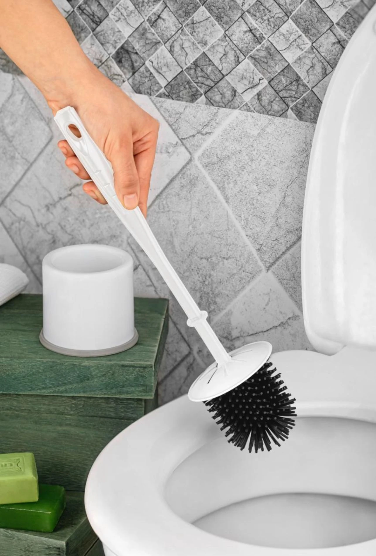 Einfache weiche Toilettenbürste - Weiß