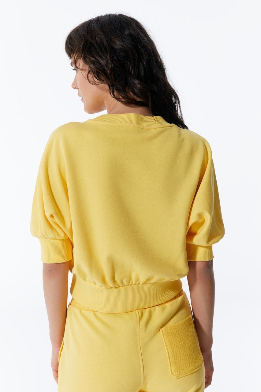 Gelbes Damen-Crop-Sweatshirt