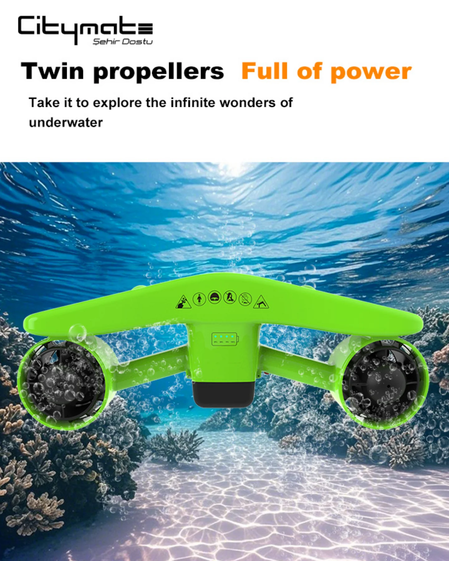 Unterwasserscooter Tauchscooter mit Action Kamera Halterung, mit Doppelmotor für Tauchen Schwimmen Schnorcheln Abenteuer