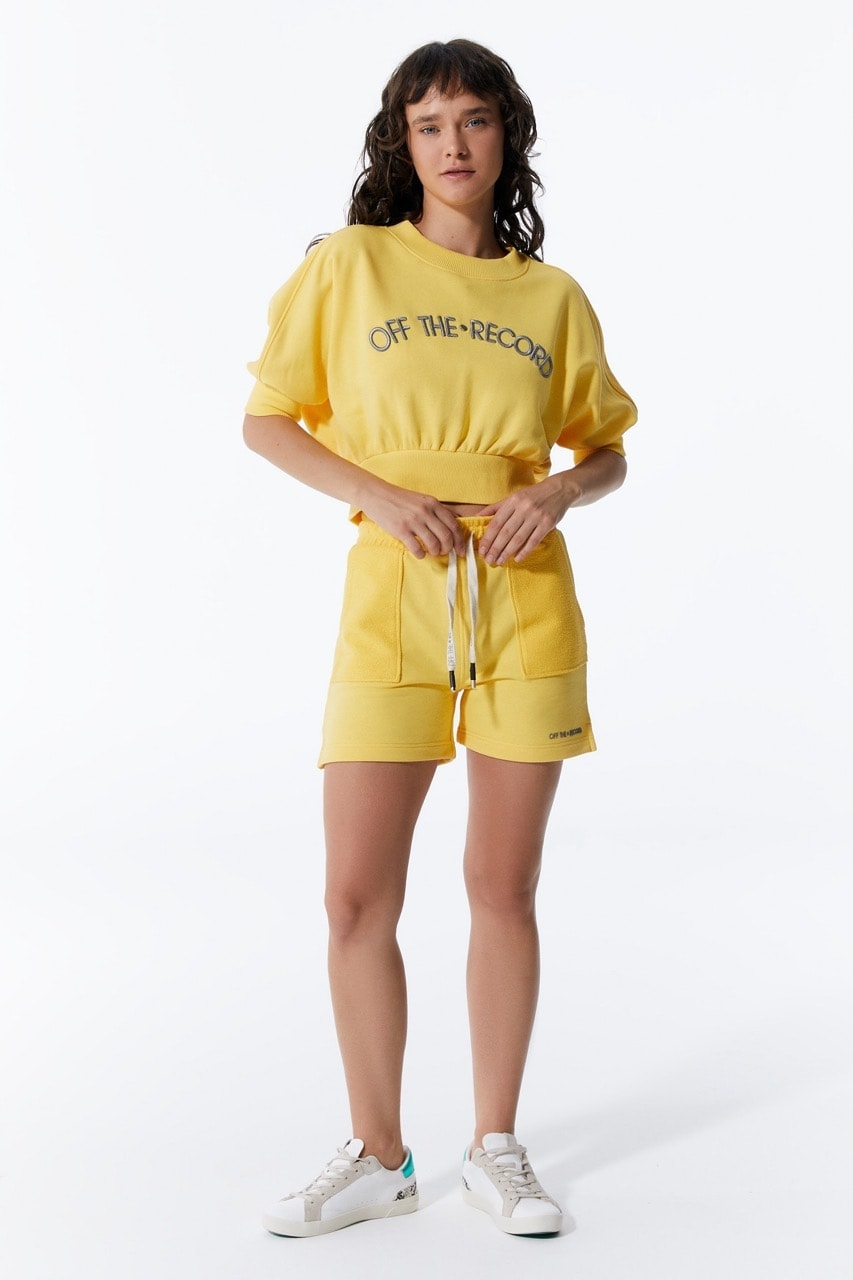 Gelbes Damen-Crop-Sweatshirt