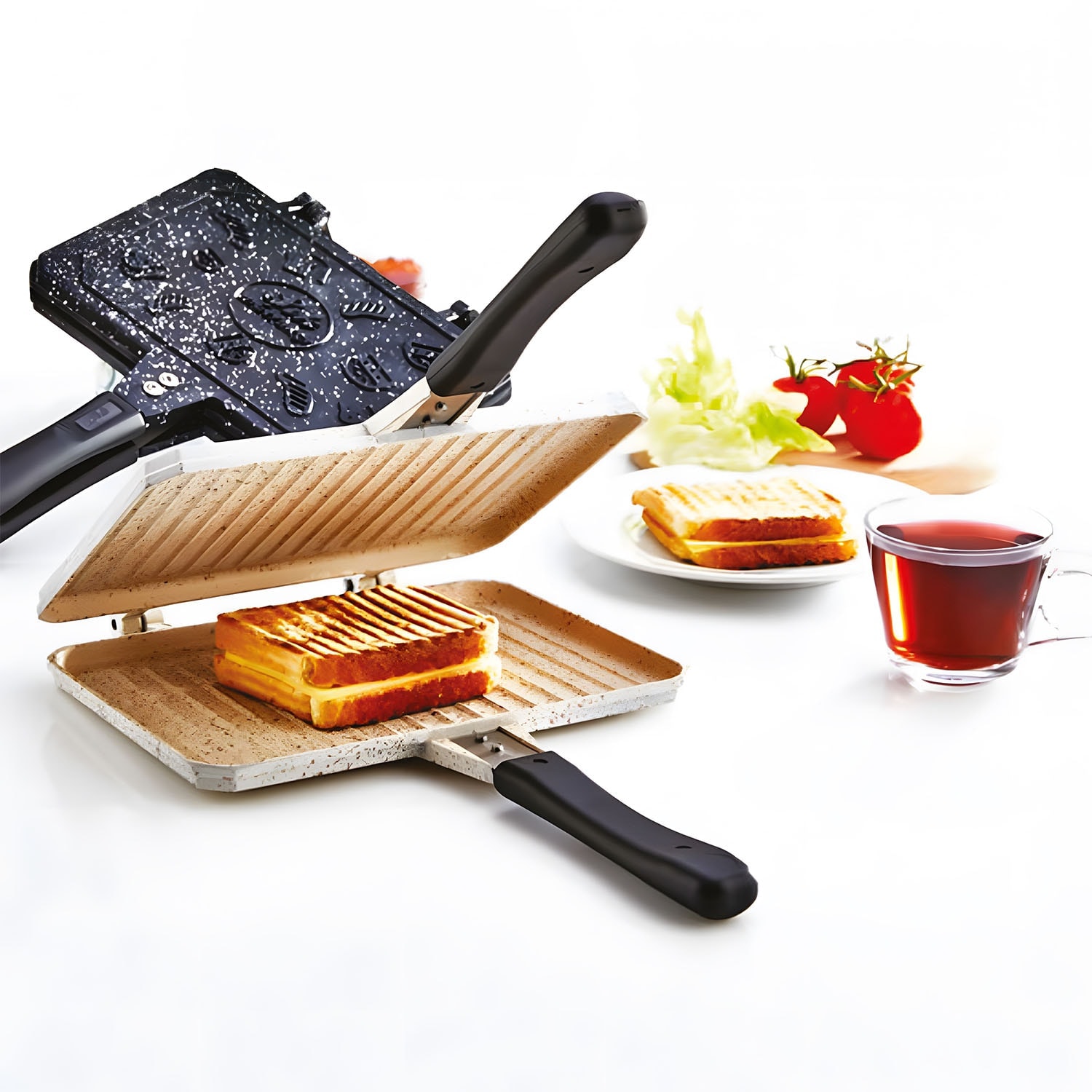 CAZORIA Doppelgrill Bratpfanne - Schwarz