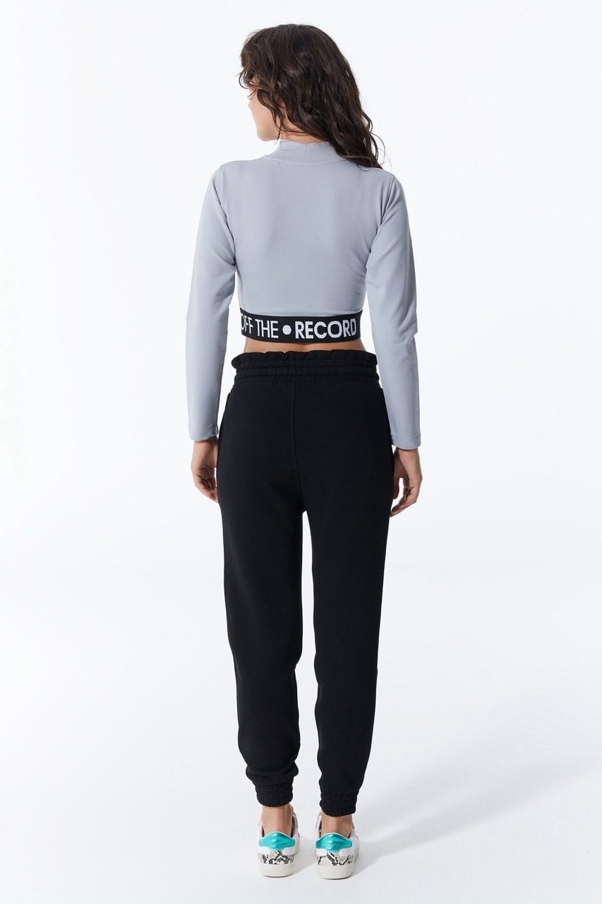 Graue Damen-Crop mit Taillendetail