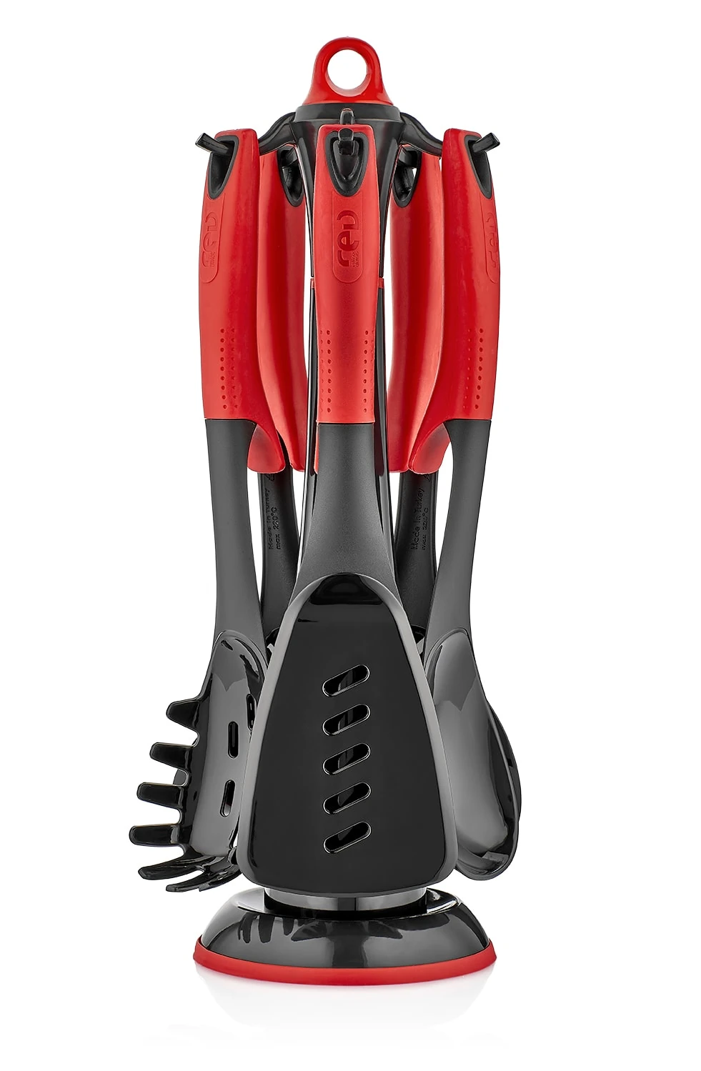 ROT 5+1 Stück Kochbesteck Set - Schwarz und Rot