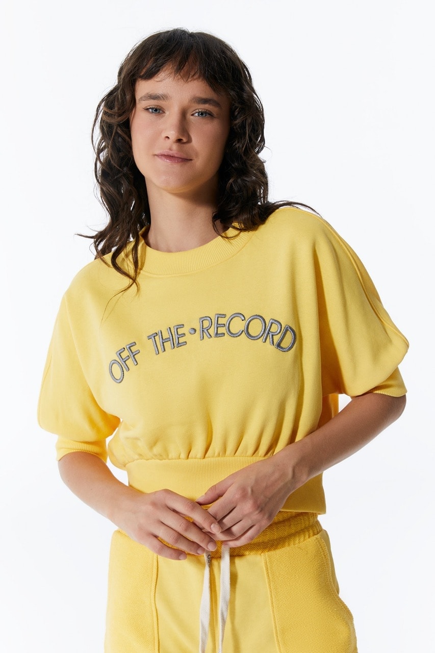 Gelbes Damen-Crop-Sweatshirt