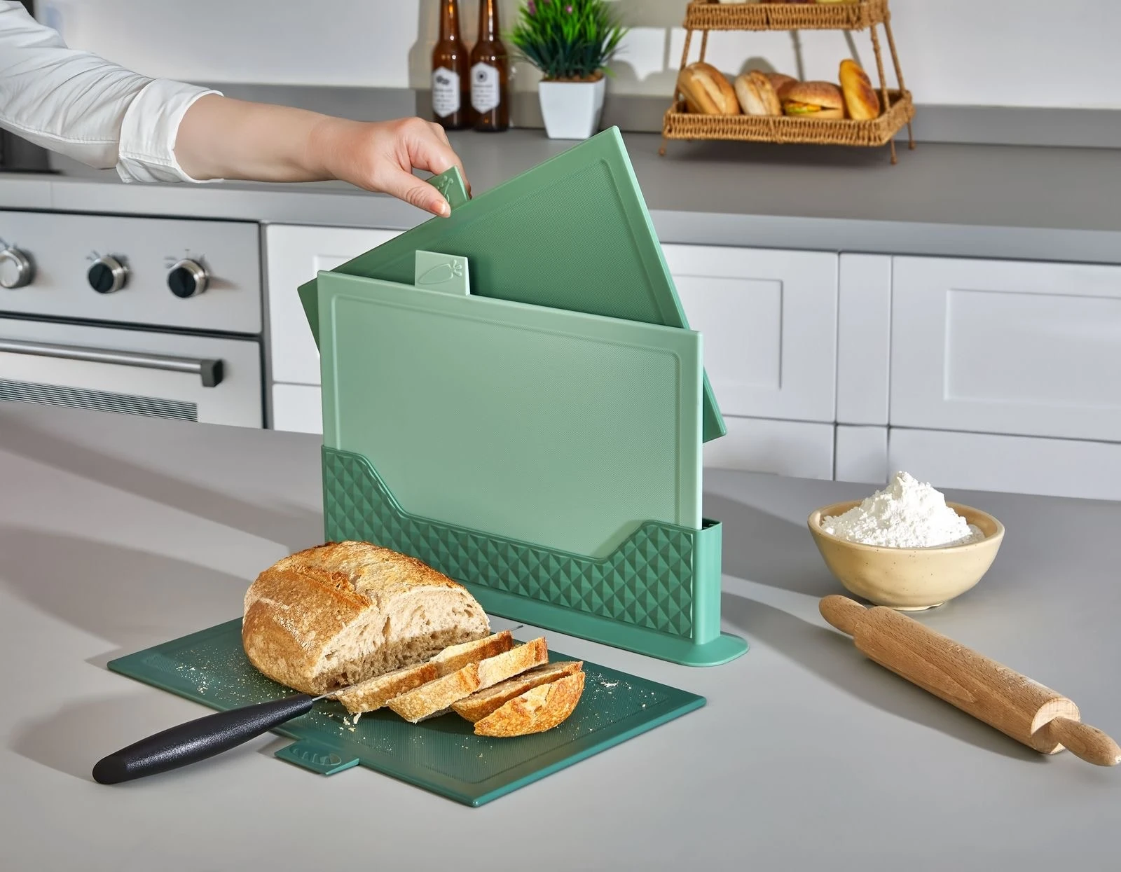 CAZORIA Set mit 3 dünnen Aktenvernichtern mit Ständer (4 Stück) - Grün