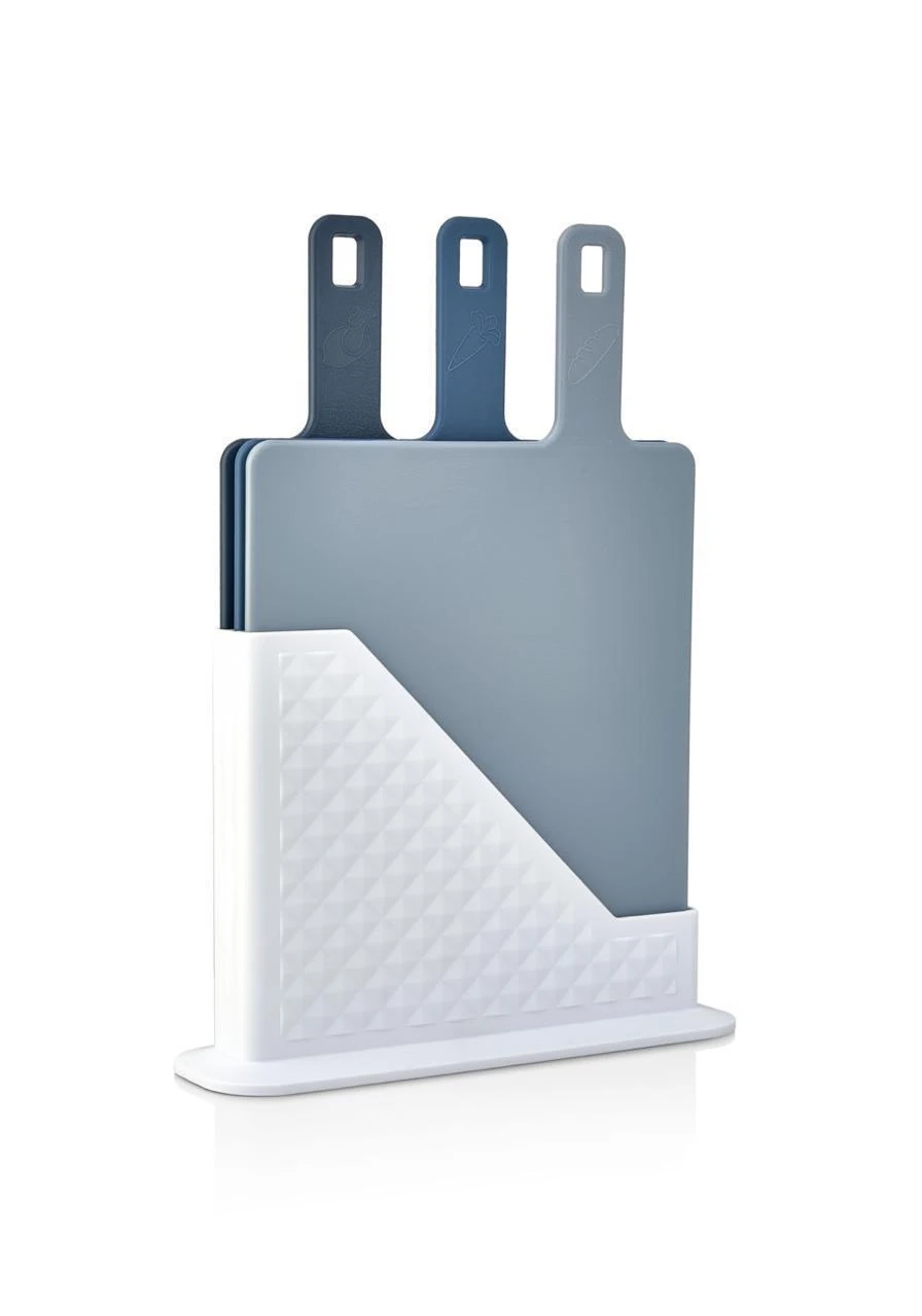 CAZORIA Set mit 3 Schneidebrettern mit Ständer (4 Stück) - Blau