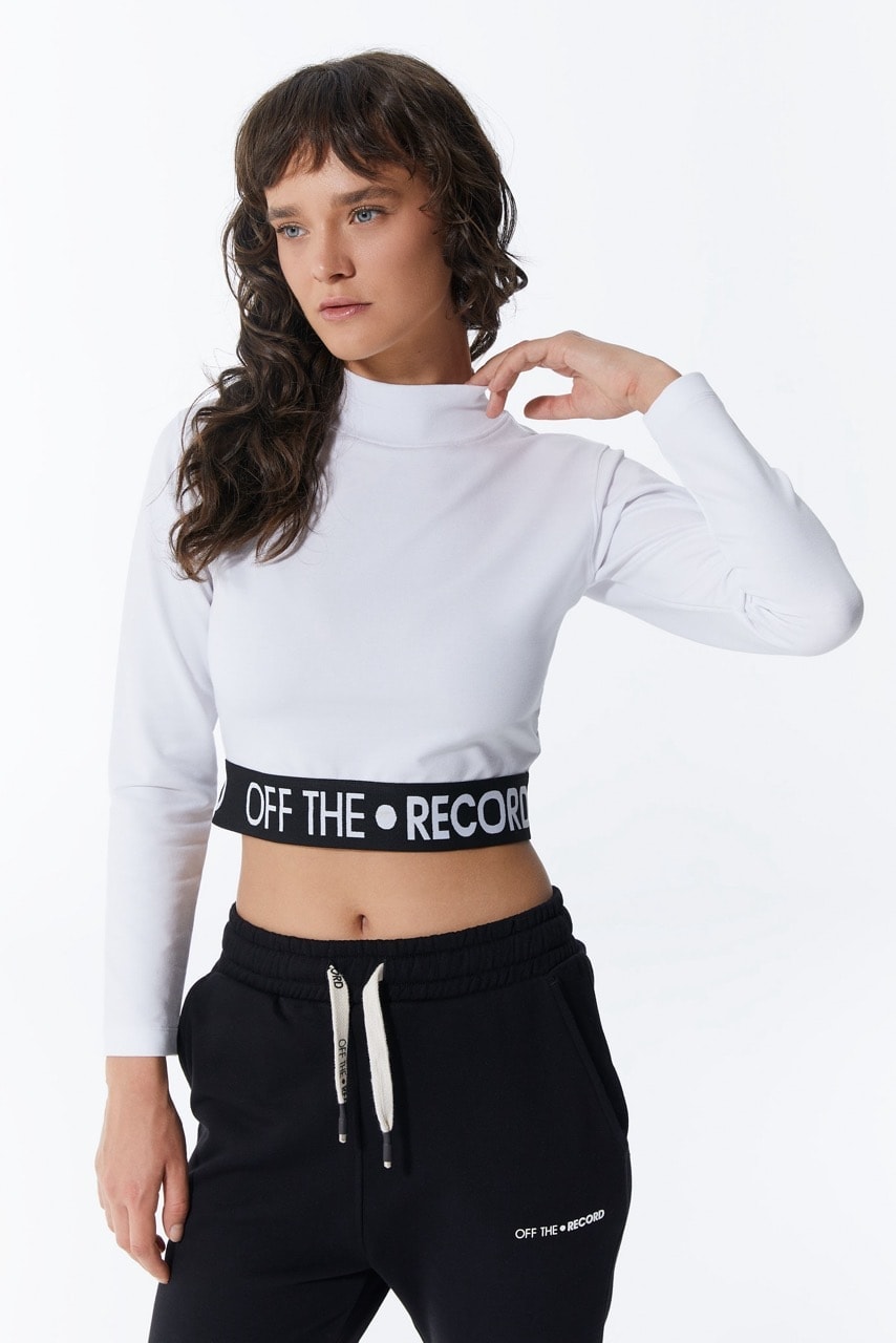 Weißes Damen-Crop mit Taillendetail