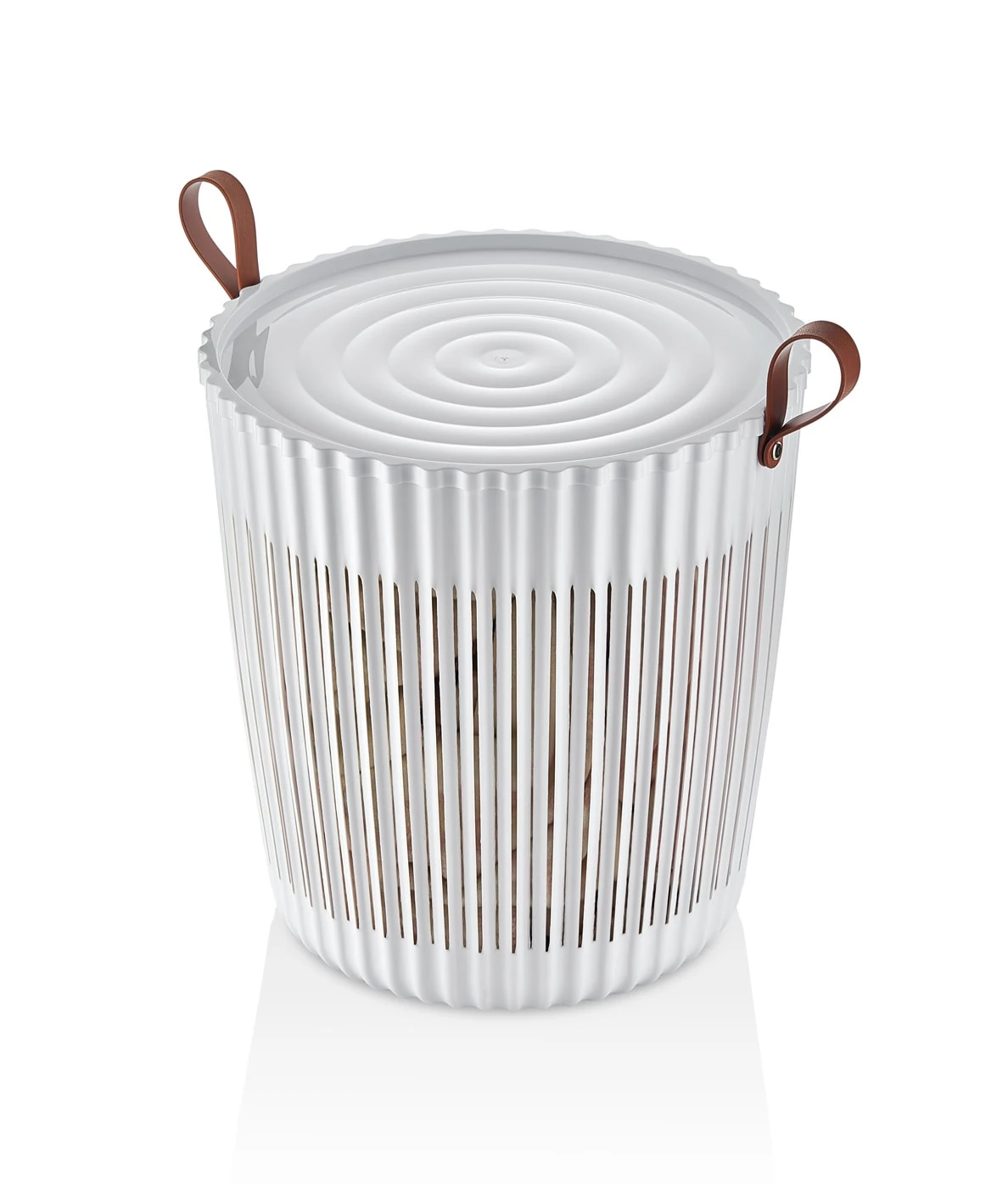 FLEXION Runder Korb mit Deckel - Weiß