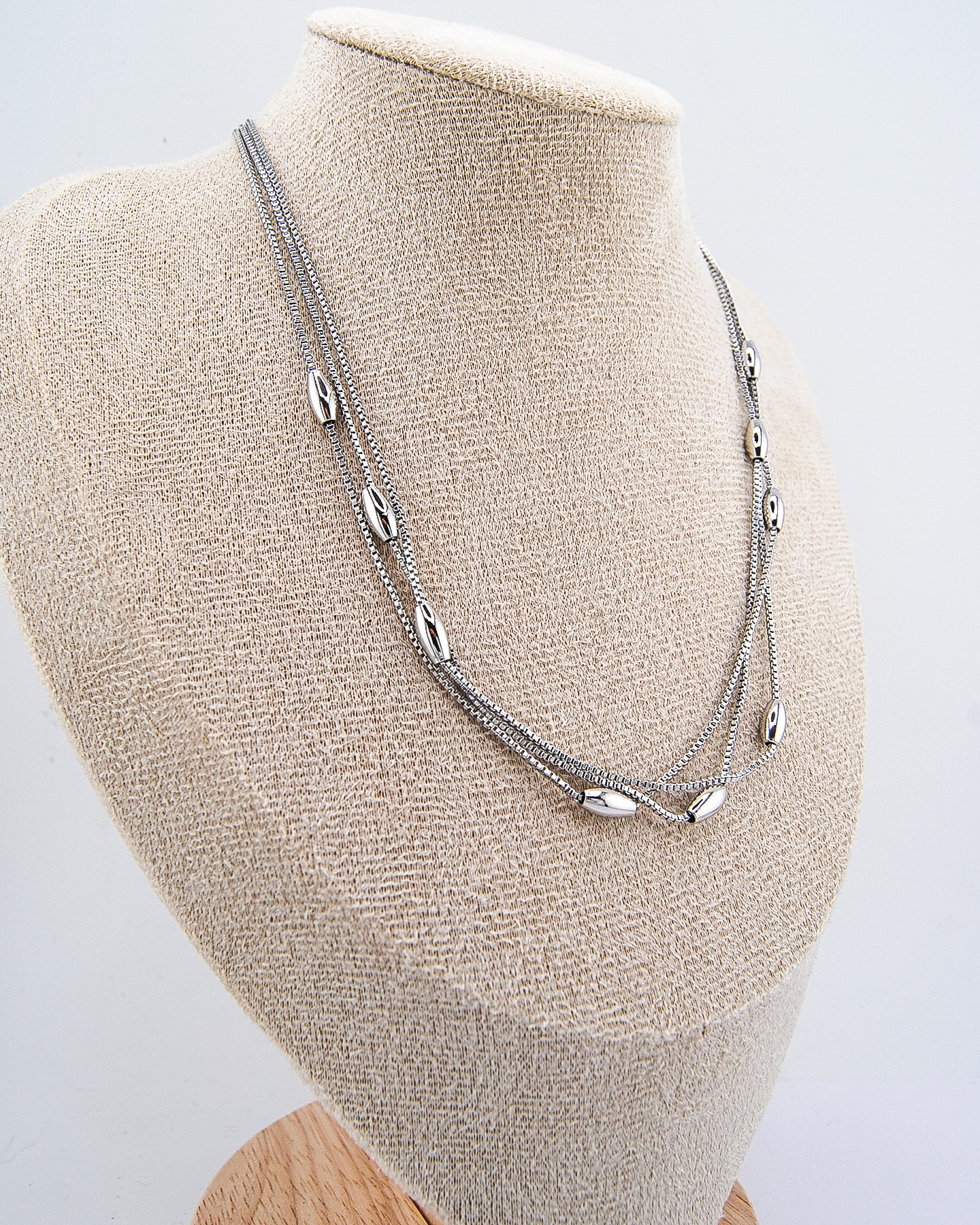 Mehrschichtige Silber-Zylinder-Halskette