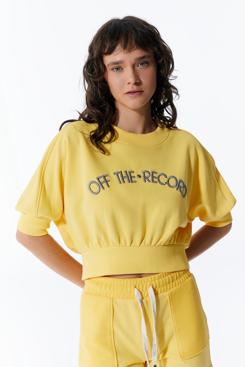 Gelbes Damen-Crop-Sweatshirt