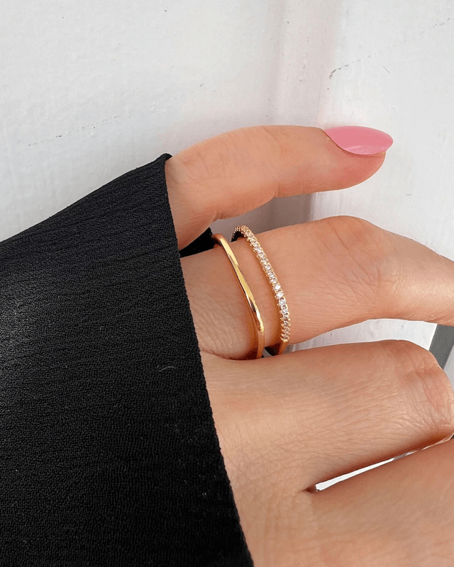 Quadratischer Doppelring Gold
