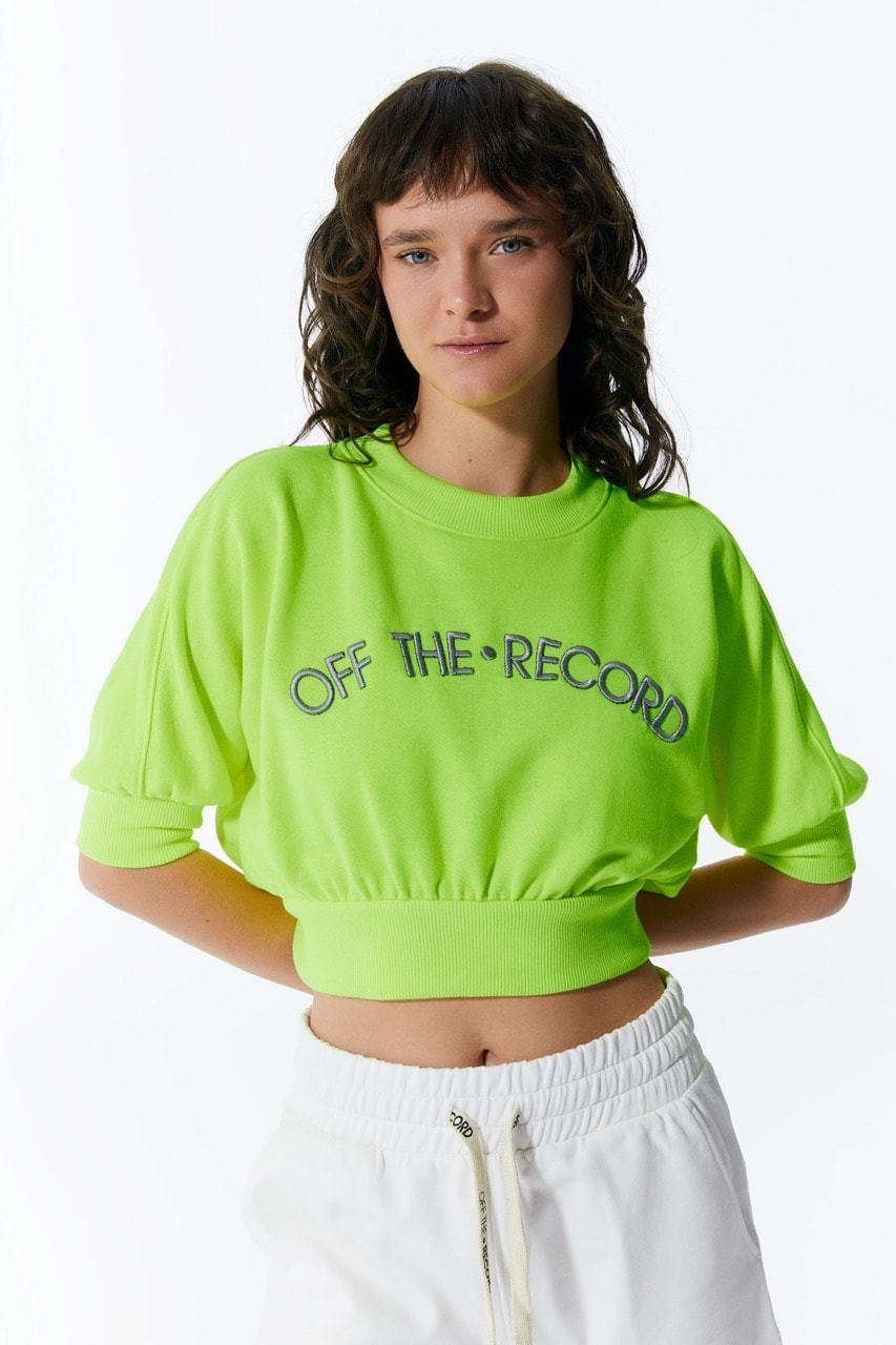 Neongrünes Damen-Crop-Sweatshirt