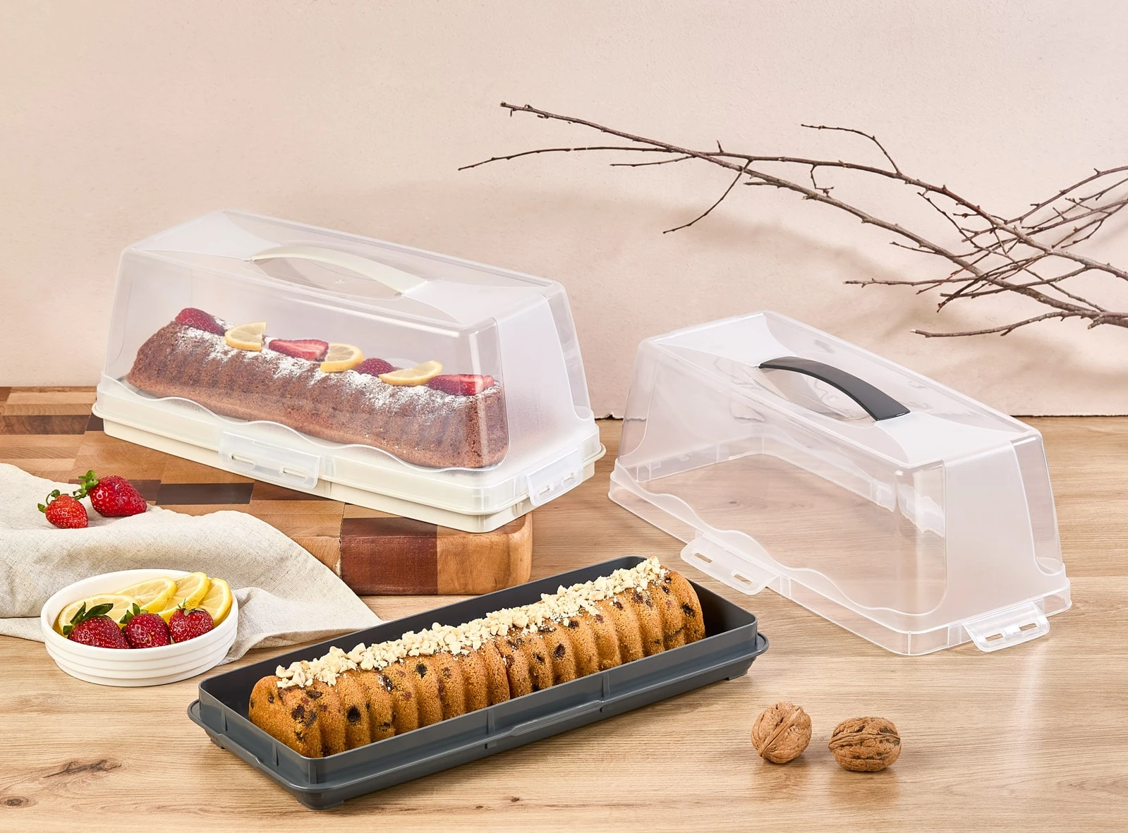 Rechteckiges Kuchenbehälter BATON - Beige