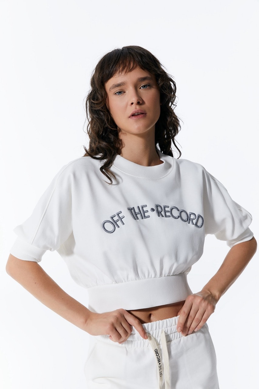 Weißes Damen-Crop-Sweatshirt