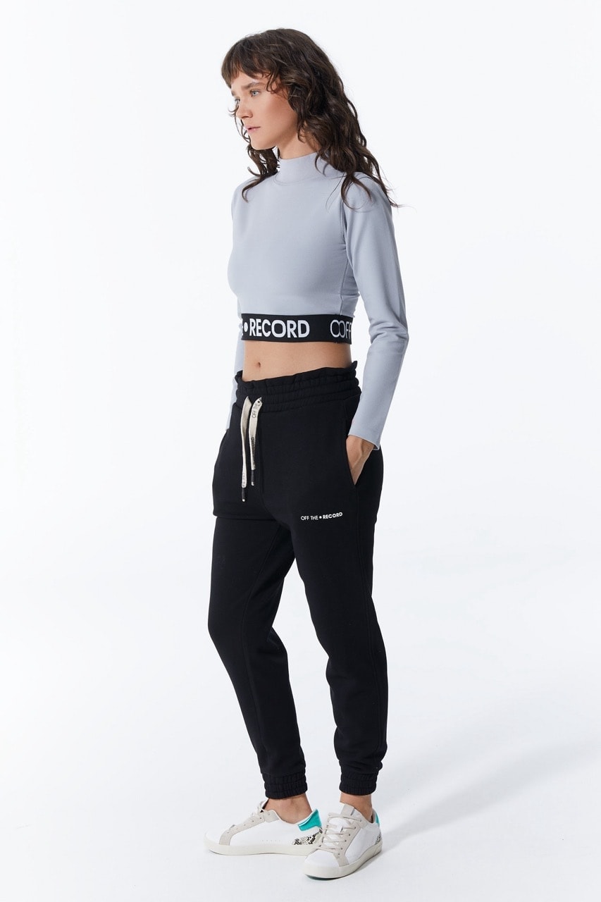 Graue Damen-Crop mit Taillendetail