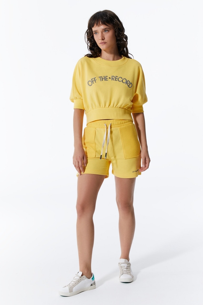 Gelbes Damen-Crop-Sweatshirt