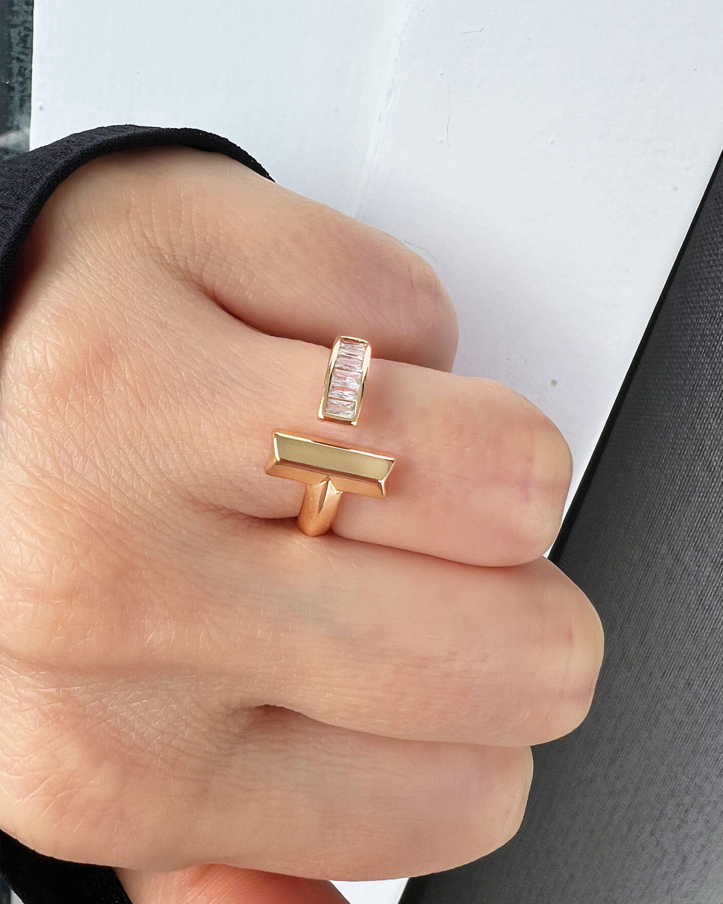 Geometrische Prisma Ring Gold