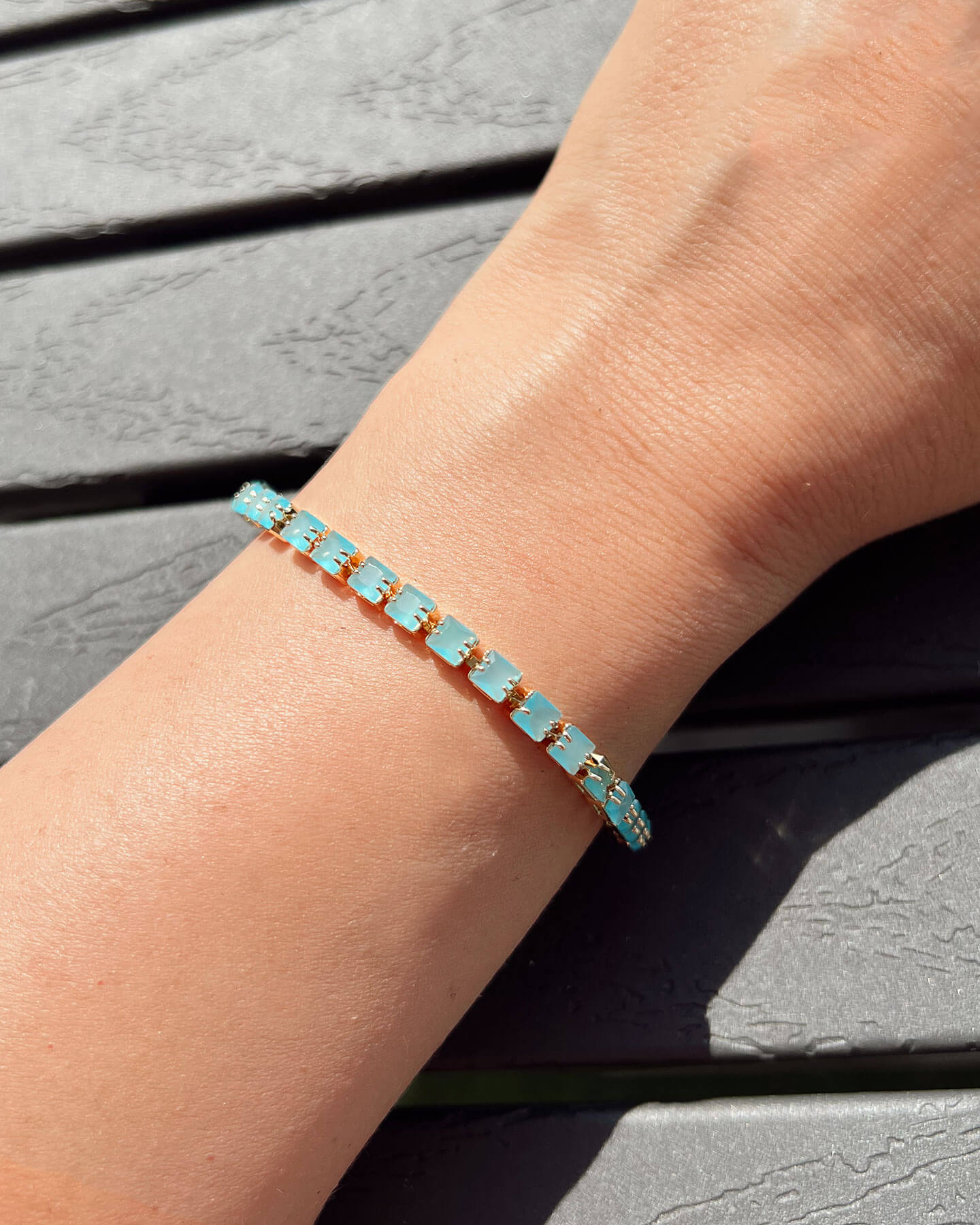 Blaues Quadratisches Steinarmband