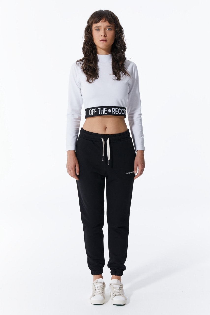 Weißes Damen-Crop mit Taillendetail