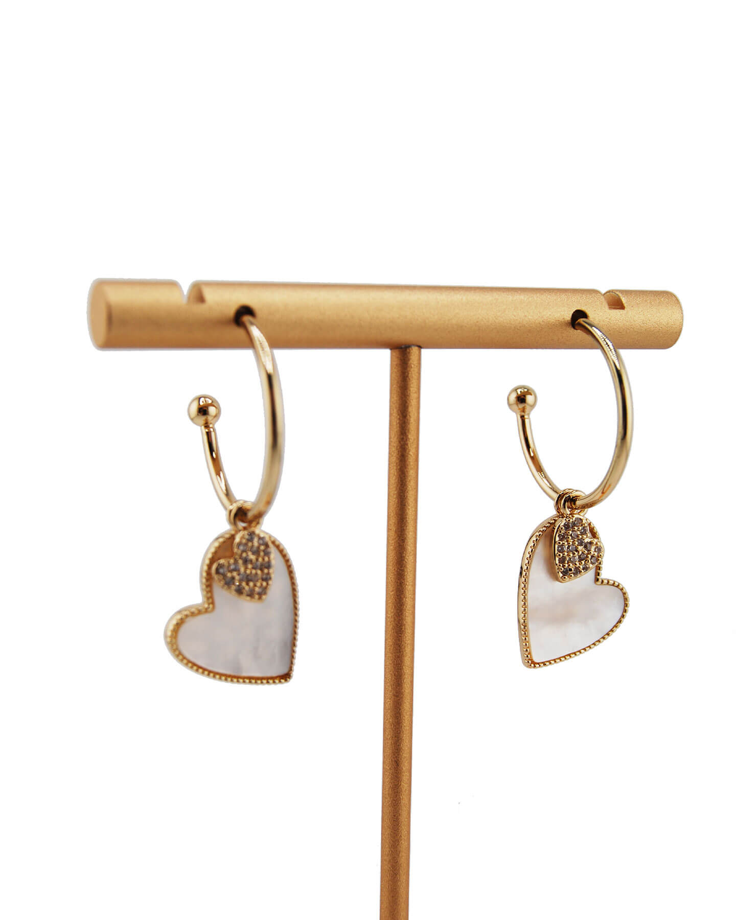 Perlmutt Herz Ohrringe Gold