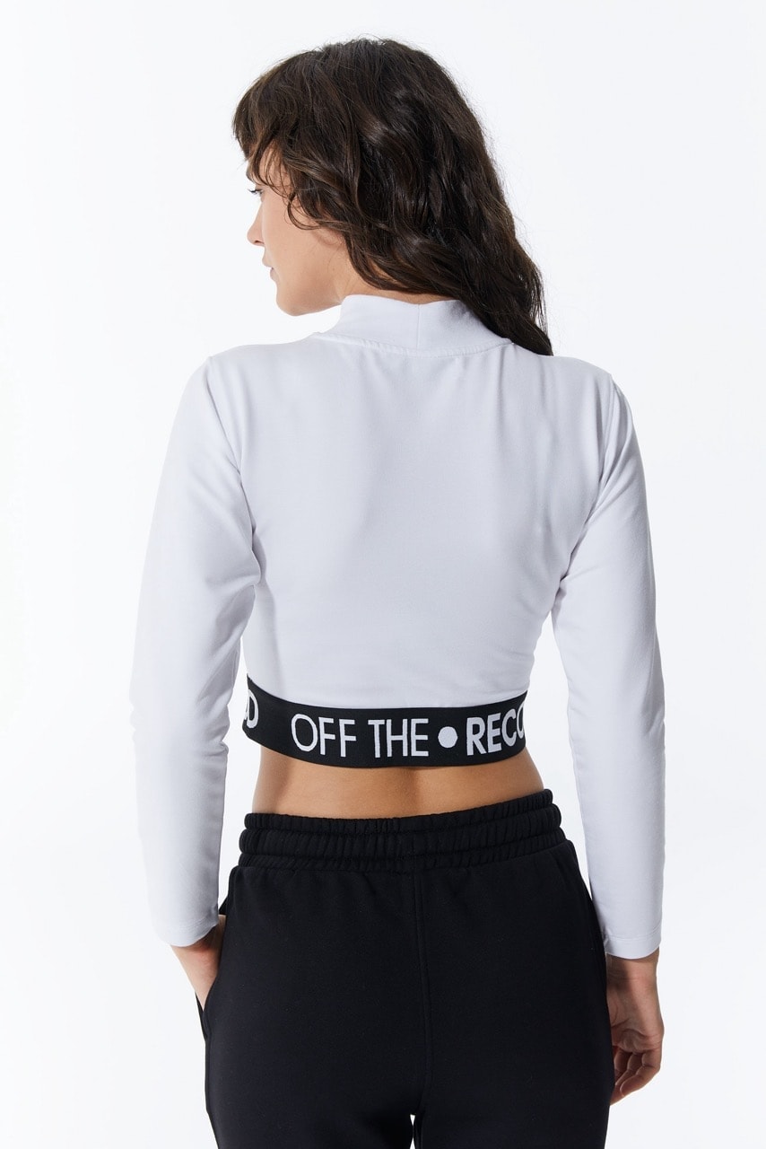 Weißes Damen-Crop mit Taillendetail